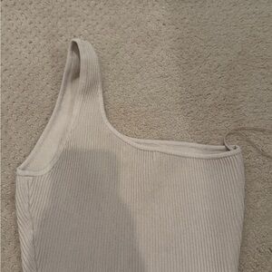 Babaton One-Shoulder Ribbed Tank - Light Beige